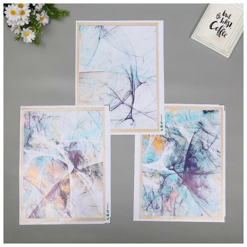 фото Наклейка интерьерная кнр пластик, цветная, "мрамор", набор 3 листа, 30*40 см