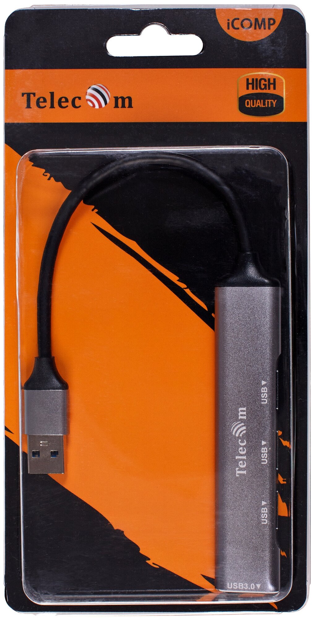 Переходник USB 3.0 -->USB3.0+3 USB2.0, Aluminum Shell, 0.2м Telecom <TA308U> VCOM Мультифункциональный хаб Telecom USB 3.0 M/USB 3.0 F/3 x USB 2.0 F (TA308U) - фото №4
