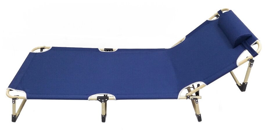 Раскладушка с подголовником,194х68х30 см, синяя - фотография № 2