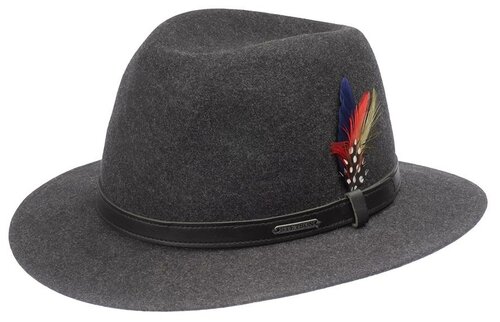 Шляпа федора STETSON, шерсть, утепленная, размер 61, серый