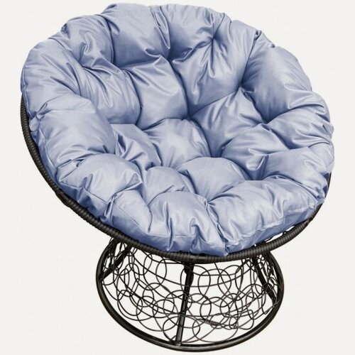 Изображение товара Кресло M-group Папасан ротанг черное + серая подушка