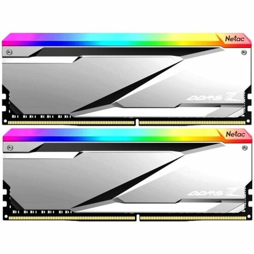 Оперативная память DIMM Netac Z RGB DDR5 32Gb 16Gbx2 7600Mhz PC-60800 CL36 36-46-46-122 14V Silver NTZED5P76DP-32S 20630₽