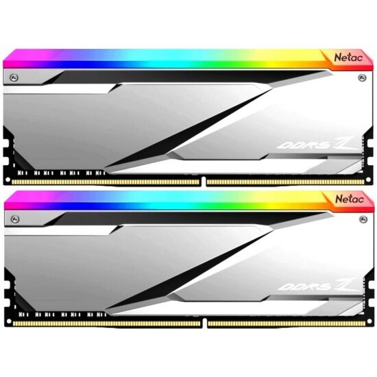 Модуль памяти DDR5 32GB (2*16GB) Netac Z RGB PC5-60800 7600MHz CL36 1.4V XMP Silver - фото №1