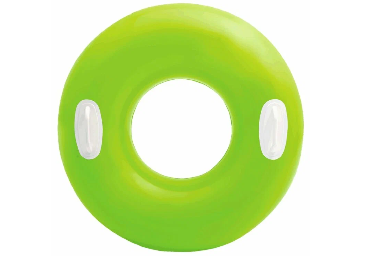 Круг для плавания надувной с ручками детский 76 см, от 8 лет, цвет зеленый Intex 59258
