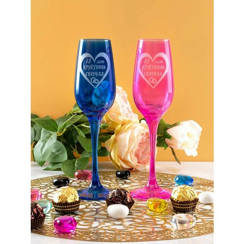 Фужеры для шампанского Кружевная свадьба 13 лет