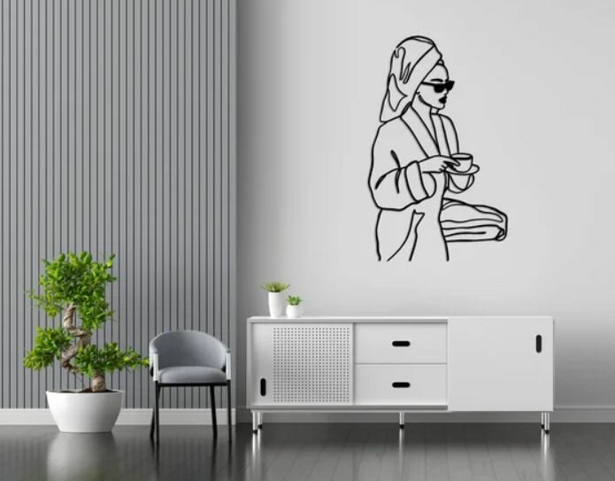 фото Чертеж, декоративное панно, После душа (черный цвет), DXF для ЧПУ станка