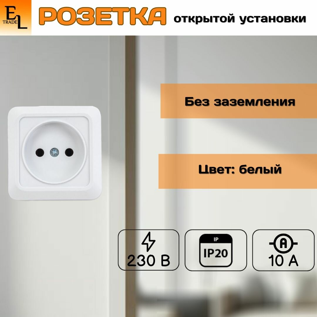 Розетка TDM Ладога 2П открытой установки IP20 10А, белая TDM Electric - фото №4