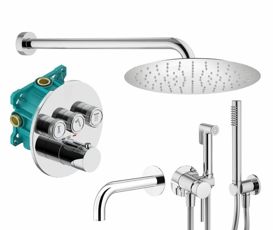 Комплект гигиенического смесителя с верхним душем Plumberia Selection - фото №1