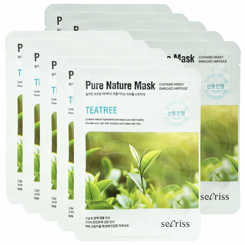 Маска для лица тканевая Anskin Secriss Pure Nature Mask Pack-Teatree, 25 мл, 10 шт.