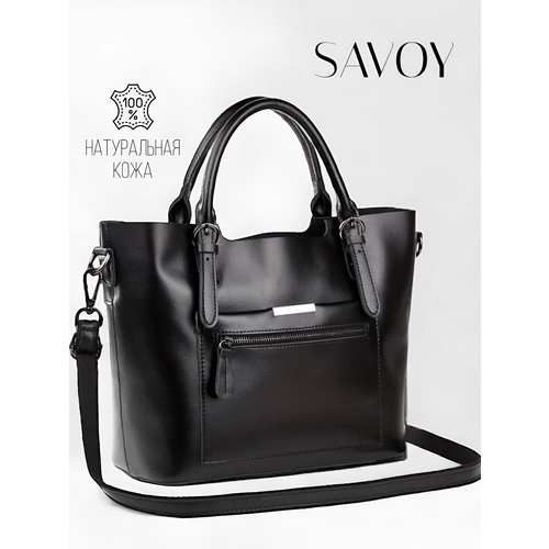 Сумка тоут Savoy, фактура гладкая, черный