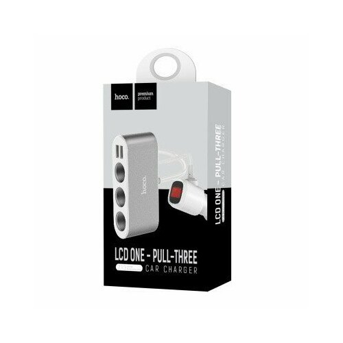 Разветвитель прикуривателя Hoco Z13 1224В 3 гнезда2USB LCD серебристый 985₽