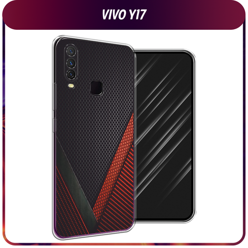 Силиконовый чехол на Vivo Y17/Y12 / Виво Y17/Y12 Красный карбон силиконовый чехол на vivo y17 y12 виво y17 y12 красный карбон