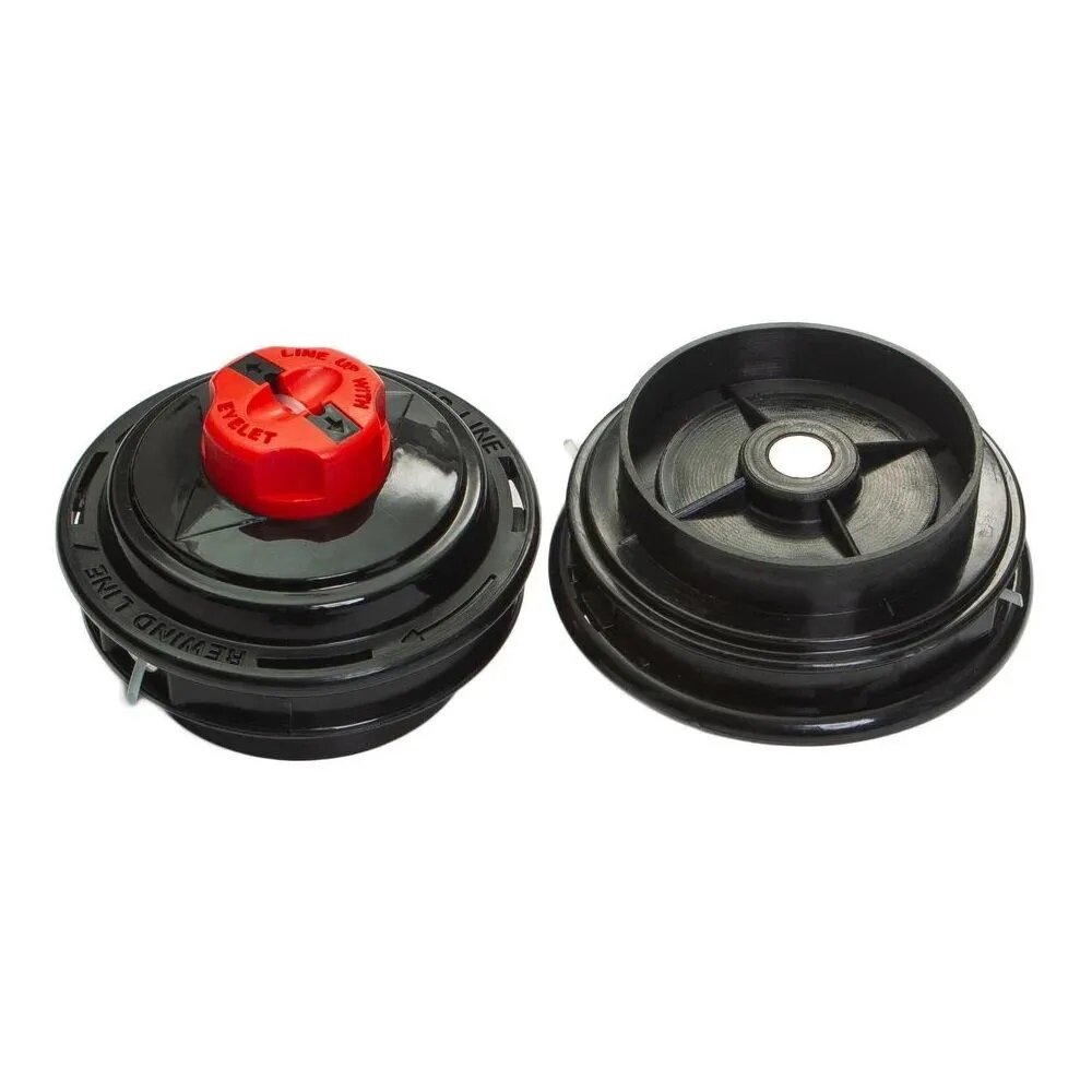 фото Триммерная головка (барабан для лески триммера) большой, резьба левого вращения, гайка М8х1.25 правая, заправка лески без разбора