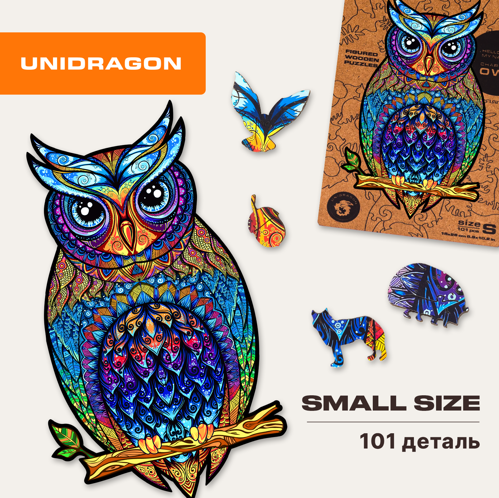 Пазл Unidragon Чарующая сова, 101 дет, многоцветный