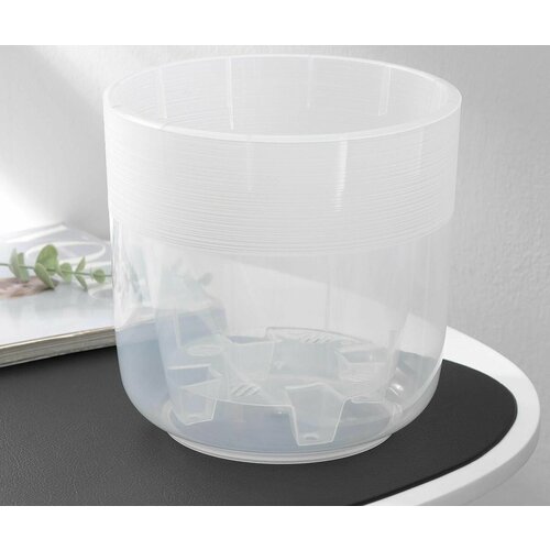 Кашпо для цветов со вставкой Линель, 4,5 л, d 19 см, h 19 см, прозрачный