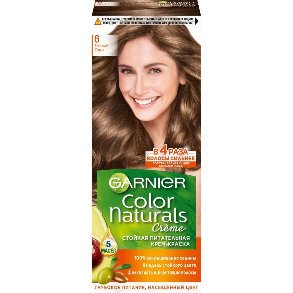 GARNIER Color Naturals стойкая питательная крем-краска для волос, 6, Лесной орех, 110 мл