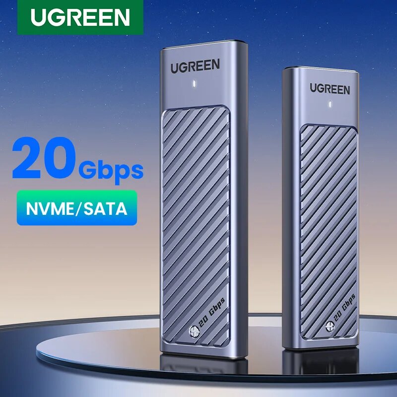 UGREEN алюминиевый корпус для SSD M.2, 20Gbps NVMe SATA — фото 1