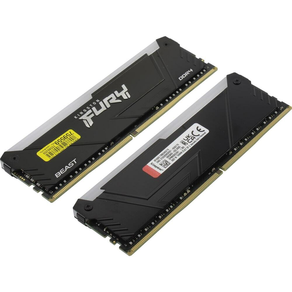 Оперативная память Kingston Fury Beast DDR4 - 2x 8GB, 3600 МГц, DIMM, CL17, RTL (kf436c17bb2ak2/16) — фото 1