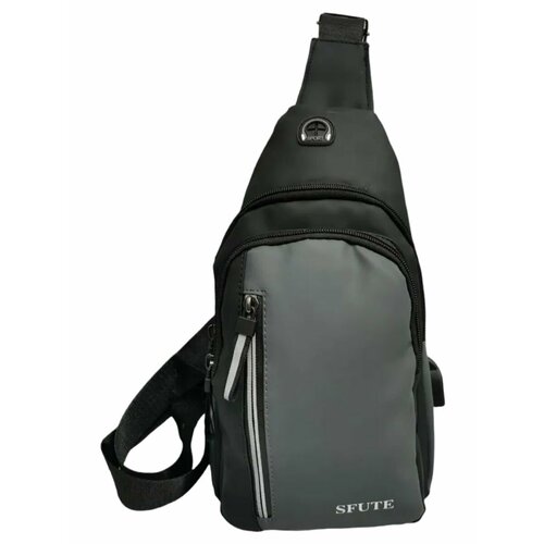 Сумка слинг POUCHMAN, фактура гладкая, серый