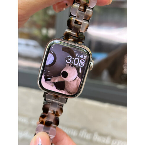 Ремешок S9, для Apple Watch, полимерный, прозрачный, розовый, черепаховый, 38/40/41 мм