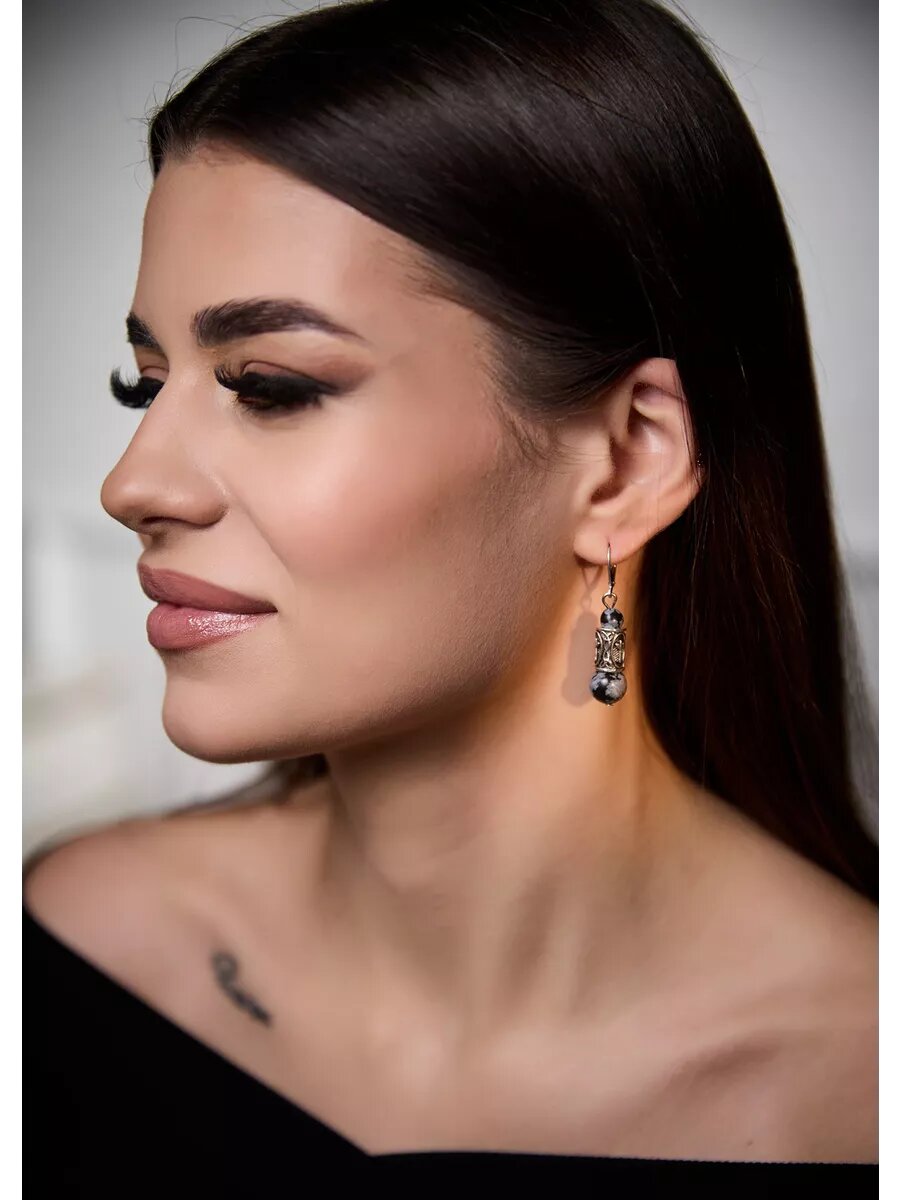 Серьги Вербица, размер 45 мм, серебряный — фото 1