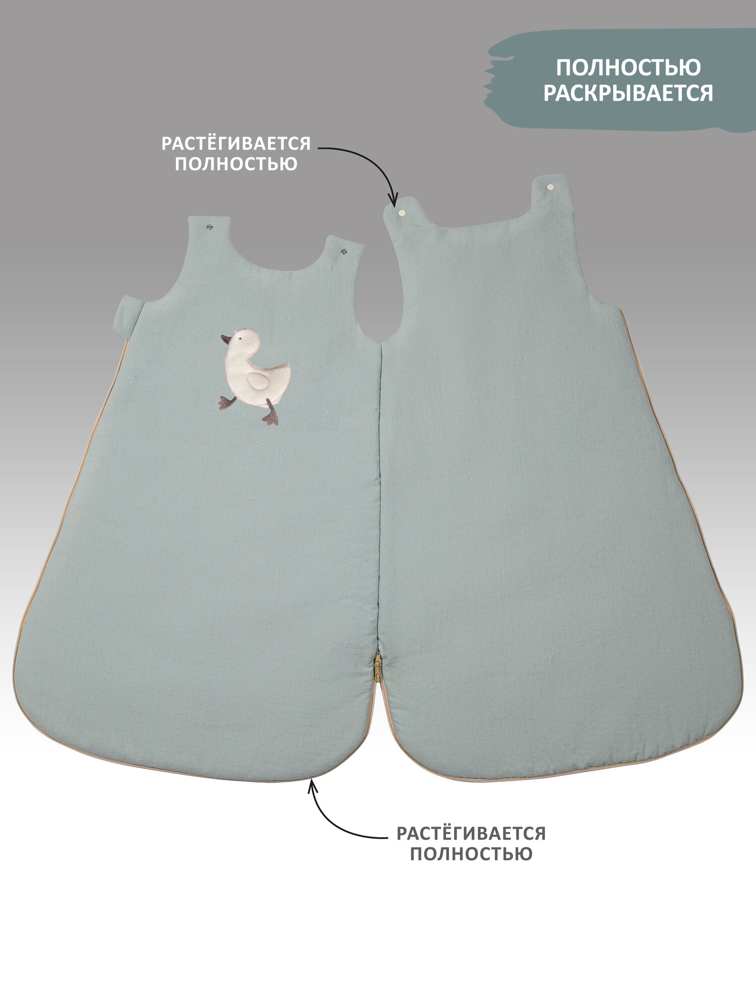 Спальный мешок одеяло конверт утепленный для новорожденных, светло-зеленый — фото 1