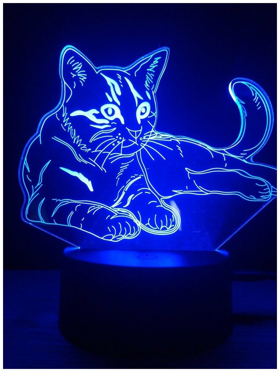 Светодиодный ночник 3Д "Отдыхающая кошка" - фотография № 5
