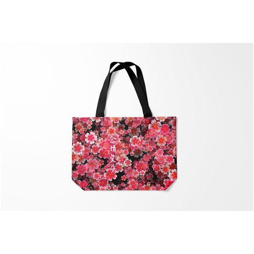 фото Сумка-шоппер / 46х35 см / тренды / цветы иероглифы и сакура 3d burnettie