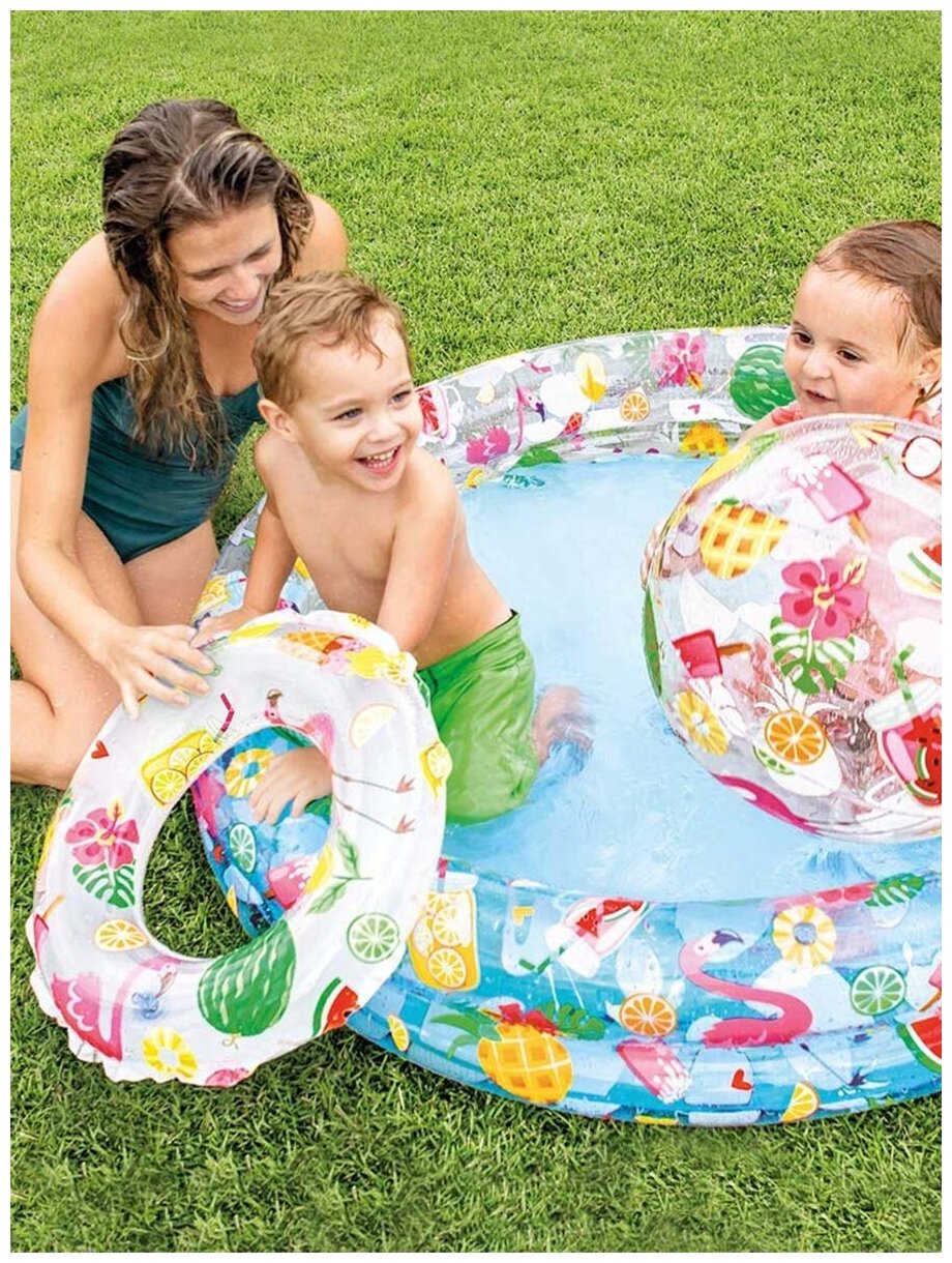 Детский надувной бассейн для активного отдыха с кругом и мячом "Фрукты" , 122х25 см - фотография № 3