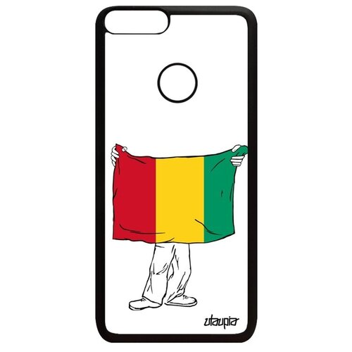 фото Дизайнерский чехол на смартфон // huawei p smart 2018 // "флаг гвинеи с руками" туризм страна, utaupia, белый