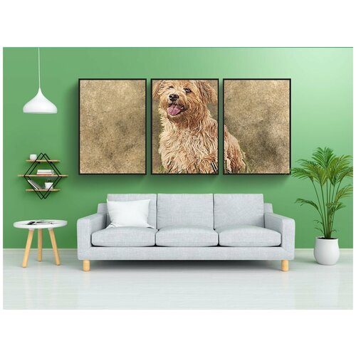 фото Набор модулных постеров для интерьера "собака, домашний питомец, милый" 60x90 см. в тубусе, без рамки lotsprints