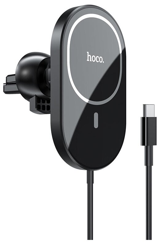 Магнитный держатель с беспроводной зарядкой Hoco CA90 Powerful черный