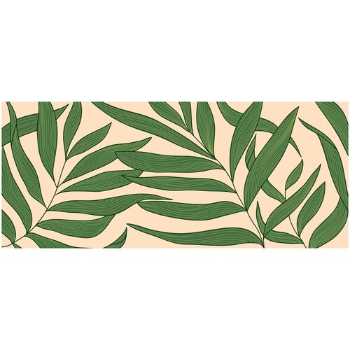 Фотообои Уютная стена Паттерн с подкрученными листьями 640х270 см Виниловые Бесшовные (единым полотном)