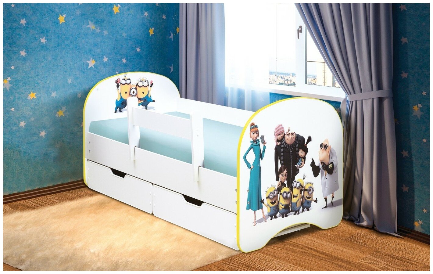 Детская кровать с бортиком Веселое семейство 140 Без ящика