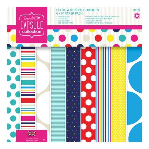 фото Набор бумаги для скрапбукинга spots & stripes brights 15,2 х 15,2 см 32 листа docrafts