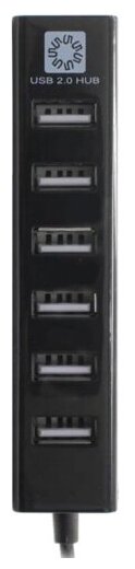 Разветвитель USB 5Bites HB27-208BK хаб - концентратор 7 портов USB2.0 + выключатели - линейка - чёрный