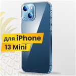 Ультратонкий чехол на Apple iPhone 13 Mini с защитой камеры / Защитный силиконовый чехол для Эпл Айфон 13 мини / Premium силикон накладка (Прозрачный) - изображение