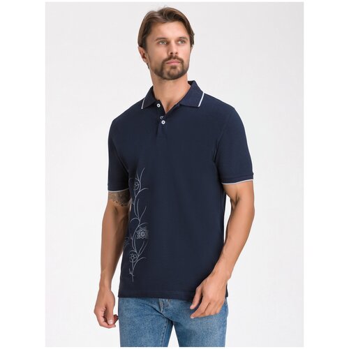 Мужская футболка-поло CaesarLeo COMFORT FIT темно-синяя (XL)