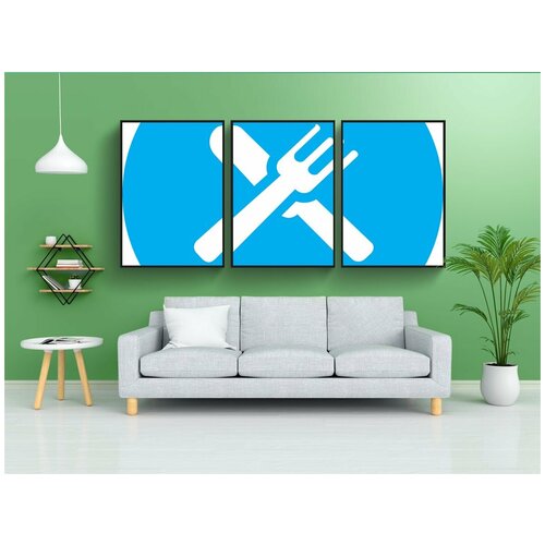 фото Набор модулных постеров для интерьера "тарелки, есть, вилка" 60x90 см. в тубусе, без рамки lotsprints