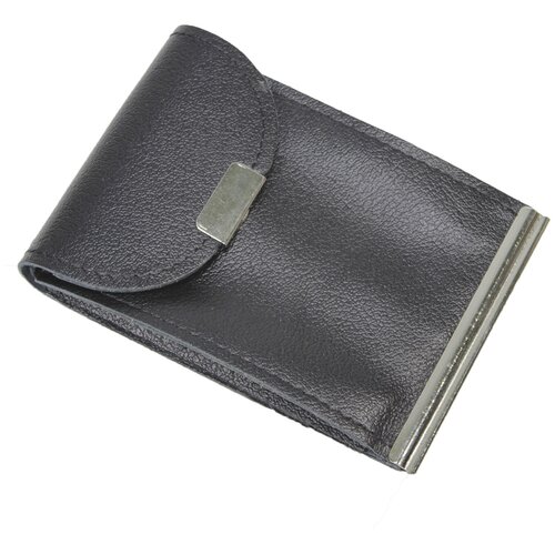 фото Зажим для купюр кроко из натуральной кожи, бумагодержатель, компактный кошелек, зажим для денег черный зк300-150