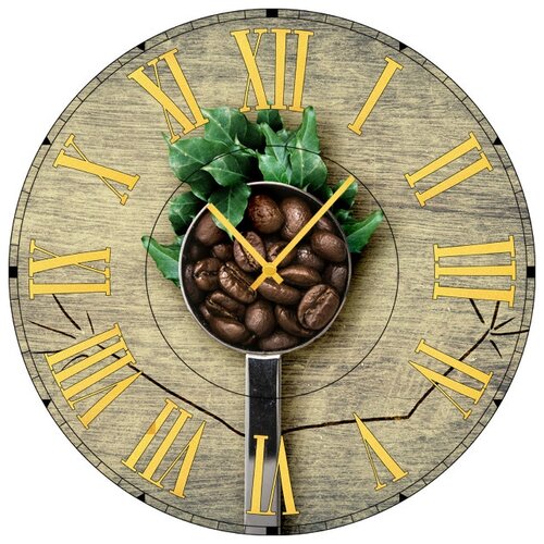 фото Svs настенные часы svs 4002255 kitchen кофейные зерна в турке