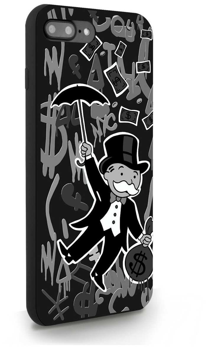 Черный силиконовый чехол MustHaveCase для iPhone 7/8 Plus Monopoly Black Edition Монополия для Айфон 7/8 Плюс Противоударный