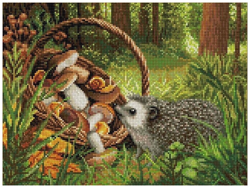 Картина стразами «Ёжик в лесу» (АЖ-1760) - фотография № 4