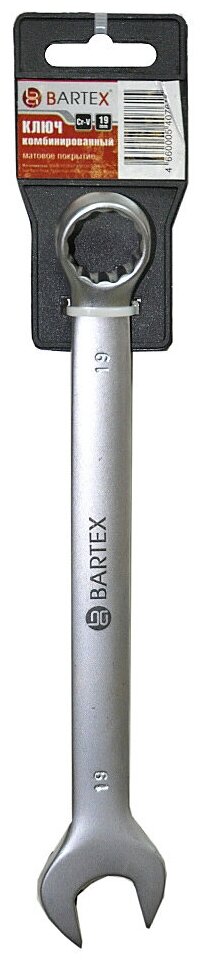 Ключ комбинированный, Bartex, 19 мм, матовый, CrV сталь