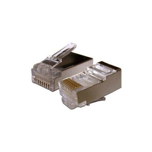 разъем lanmaster twt pl45 8p8c 100 шт бесцветный Коннектор Lanmaster (twt-pl45/s-8p8c-6) RJ45 STP 8P8C, универсальный, cat.6, 100 шт.