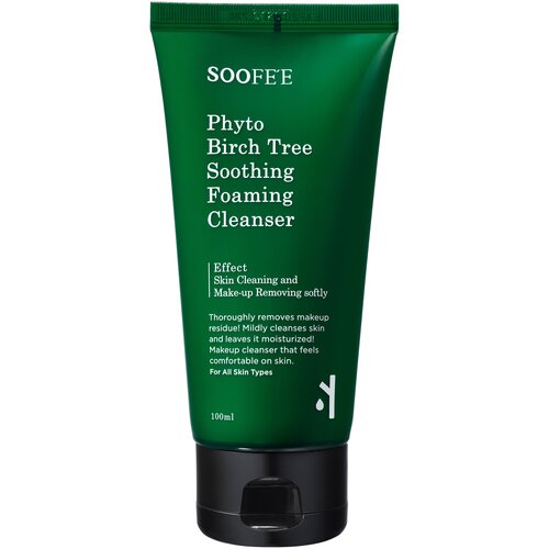 Фито пенка для умывания на основе берёзового сока SOOFEE Phyto Birch Tree Soothing Foaming Cleanser, 100 мл