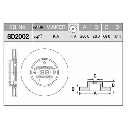 фото Диск тормозной (производитель: sangsin sd2002) sangsin brake