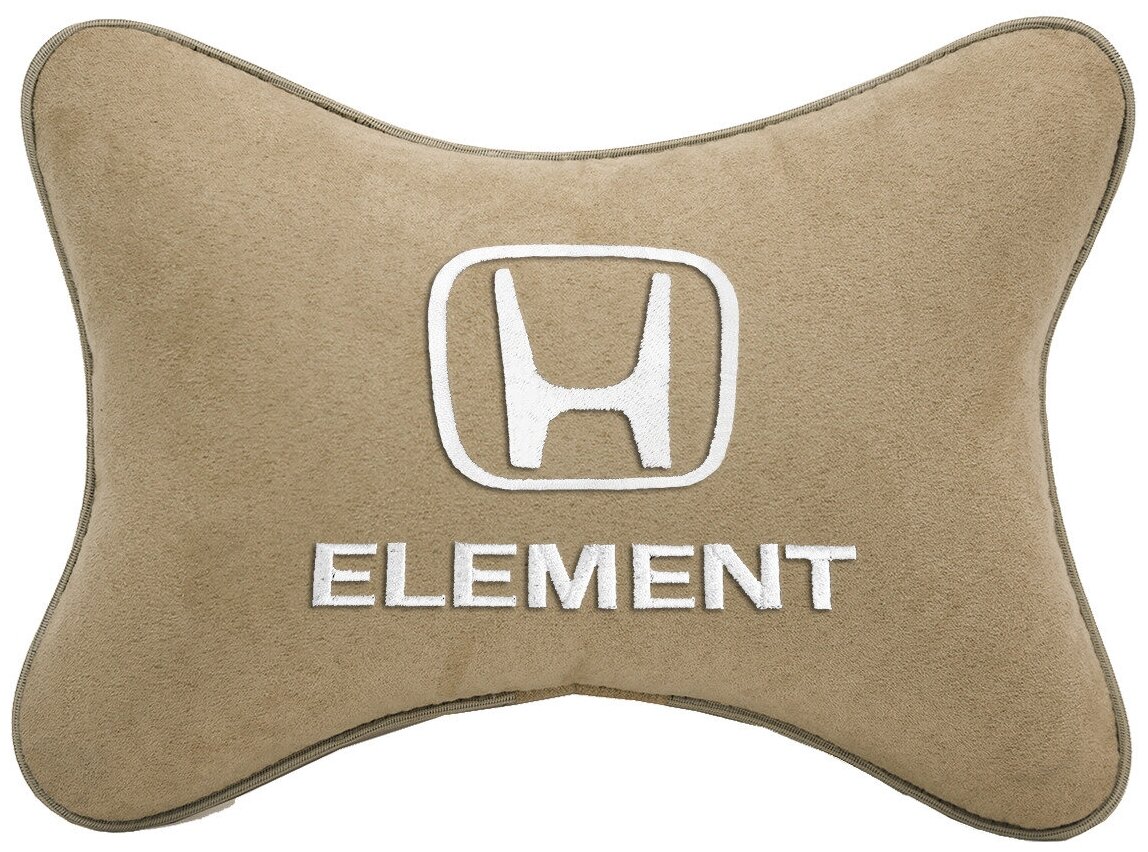 Автомобильная подушка на подголовник алькантара Beige с логотипом автомобиля HONDA Element