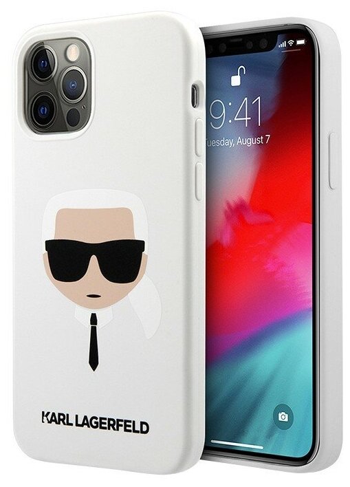 Чехол Karl Lagerfeld Liquid silicone Karl's Head для iPhone 12 Pro Max, белый