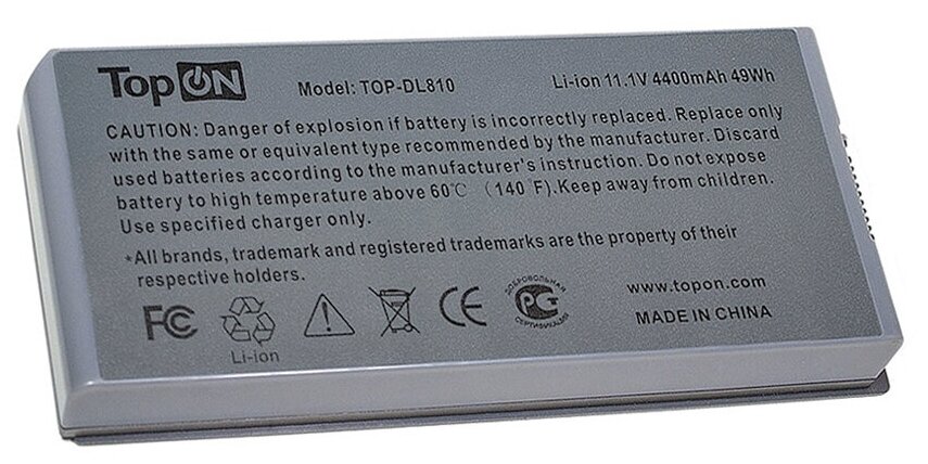 Аккумулятор TopON TOP-DL810 для Dell Latitude D810 Precision M70 аккумулятор 11.1V 4400mAh PN: C5331 F5608 G5226 Y4367 - фото №1